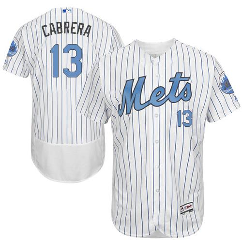 Mets #13 Asdrubal Cabrera White(Blue Strip) Flexbase Authentic Collection Father's Day Stitched MLB Jersey